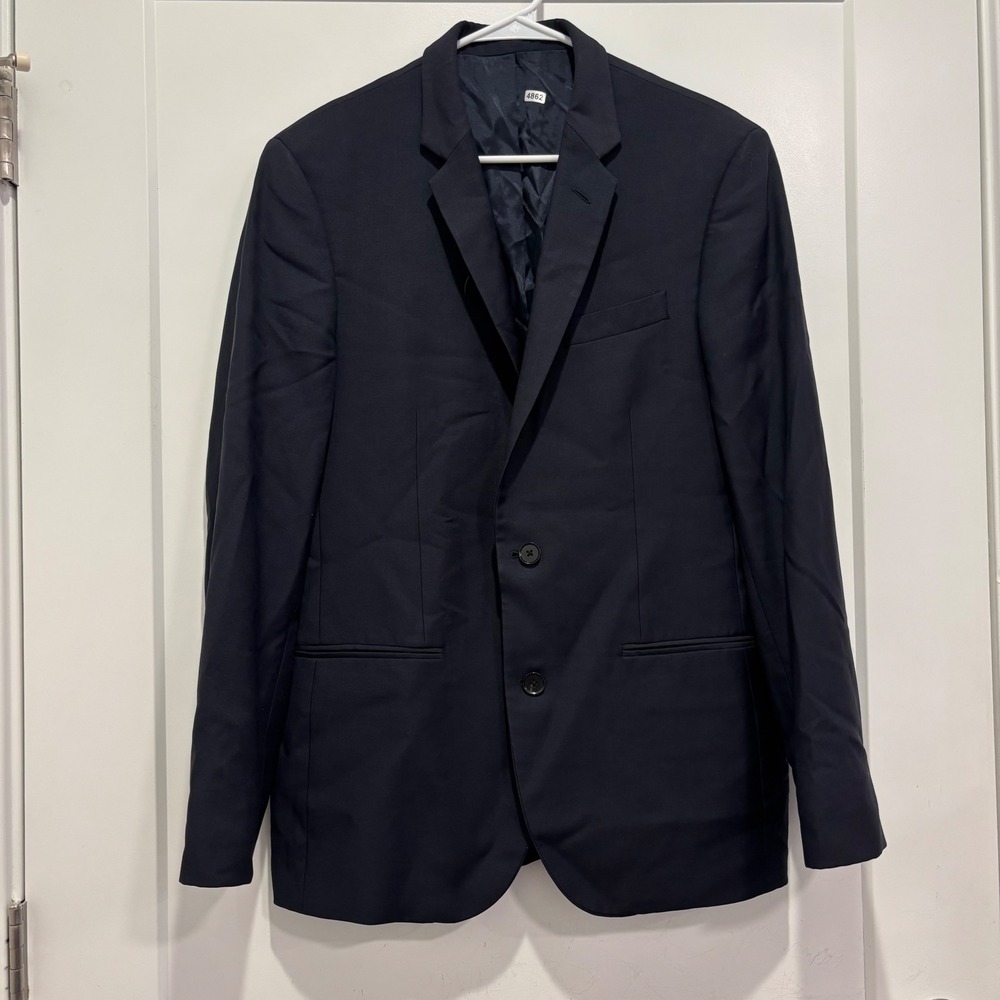 The Black Tux Mens Navy Blue Tollegno 1900 Italian Wool Blazer Suit Jacket 38R